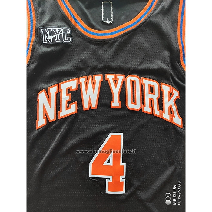 Maglia New York Knicks Derrick Rose #4 Citta 2021-22 Nero